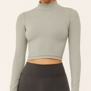 TNA Butter from Aritzia | Size Small | Mock Neck Long Sleeve (Sage Green)